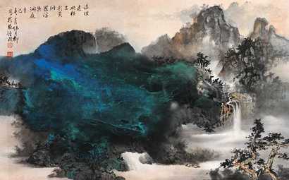 伍月柳 辛巳（2001）年作 山水 镜心